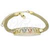 Pulsera Elegante 03.380.0021.08 Oro Laminado, Diseño de Tortuga, con Blanca Cristal, Pulido, Tres Tonos (05 MM Thickness, 8 Inches Length)