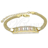 Pulsera Elegante 03.380.0022.08 Oro Laminado, Diseño de Guadalupe, con Blanca Cristal, Pulido, Tres Tonos (05 MM Thickness, 8 Inches Length)