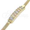 Pulsera Elegante 03.380.0026.07 Oro Laminado, Diseño de Guadalupe, Pulido, Tres Tonos (05 MM Thickness, 7 Inches Length)