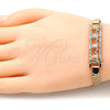 Pulsera Elegante 03.380.0027.08 Oro Laminado, Diseño de Tortuga, con Blanca Cristal, Pulido, Tres Tonos (05 MM Thickness, 8 Inches Length)