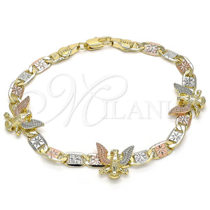 Pulsera Elegante 03.380.0030.08 Oro Laminado, Diseño de Águila, Pulido, Tres Tonos (05 MM Thickness, 8 Inches Length)