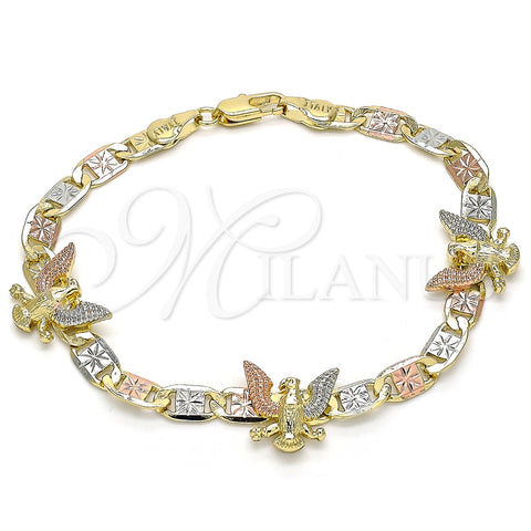 Pulsera Elegante 03.380.0030.08 Oro Laminado, Diseño de Águila, Pulido, Tres Tonos (05 MM Thickness, 8 Inches Length)
