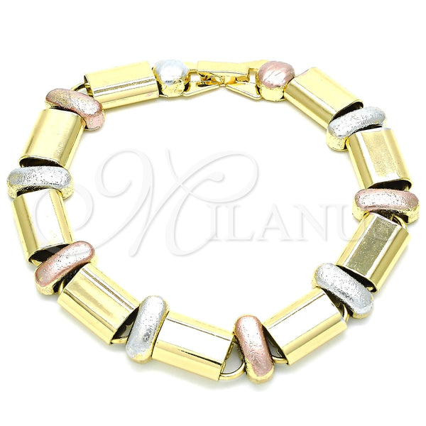 Pulsera Elegante 03.331.0101.08 Oro Laminado, Mate, Tres Tonos (12 MM Thickness, 8 Inches Length)