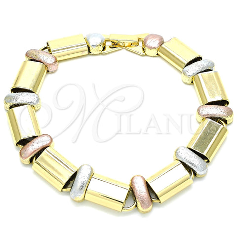 Pulsera Elegante 03.331.0101.08 Oro Laminado, Mate, Tres Tonos (12 MM Thickness, 8 Inches Length)