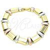 Pulsera Elegante 03.331.0101.08 Oro Laminado, Mate, Tres Tonos (12 MM Thickness, 8 Inches Length)