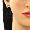 Arete Dormilona 02.210.0445 Oro Laminado, Diseño de Ãrbol, con Blanca Zirconia Cubica, Pulido, Tono Dorado