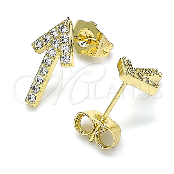 Arete Dormilona 02.210.0446 Oro Laminado, con Blanca Zirconia Cubica, Pulido, Tono Dorado