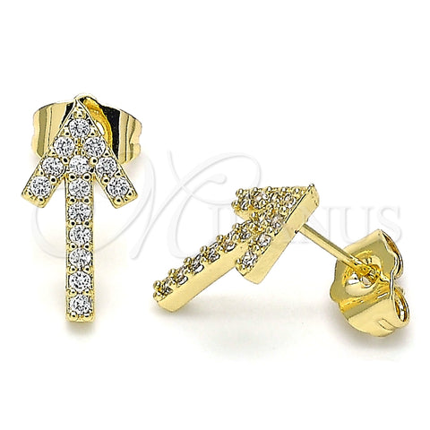 Arete Dormilona 02.210.0446 Oro Laminado, con Blanca Zirconia Cubica, Pulido, Tono Dorado