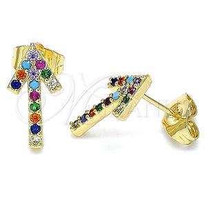 Arete Dormilona 02.210.0446.1 Oro Laminado, con Multicolor Zirconia Cubica, Pulido, Tono Dorado