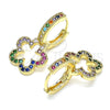 Argolla Huggie 02.210.0447.2.15 Oro Laminado, Diseño de Flor, con Multicolor Micro Pave, Pulido, Tono Dorado