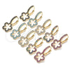 Argolla Huggie 02.210.0447.2.15 Oro Laminado, Diseño de Flor, con Multicolor Micro Pave, Pulido, Tono Dorado