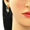 Argolla Huggie 02.210.0448.3.15 Oro Laminado, Diseño de Mariposa, con Turquoise Micro Pave, Pulido, Tono Dorado