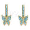 Argolla Huggie 02.210.0448.3.15 Oro Laminado, Diseño de Mariposa, con Turquoise Micro Pave, Pulido, Tono Dorado
