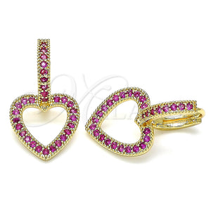 Argolla Huggie 02.210.0449.1.15 Oro Laminado, Diseño de Corazón, con Rubi Micro Pave, Pulido, Tono Dorado
