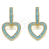 Argolla Huggie 02.210.0449.3.15 Oro Laminado, Diseño de Corazón, con Turquoise Micro Pave, Pulido, Tono Dorado