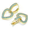 Argolla Huggie 02.210.0449.3.15 Oro Laminado, Diseño de Corazón, con Turquoise Micro Pave, Pulido, Tono Dorado