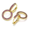 Argolla Huggie 02.284.0031.4.15 Oro Laminado, con Rubi Micro Pave, Pulido, Tono Dorado