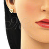 Arete Dormilona 02.156.0506.1 Oro Laminado, Diseño de Corazón, con Granate and Blanca Micro Pave, Pulido, Tono Dorado