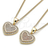 Collares con Dije 04.156.0365.1.20 Oro Laminado, Diseño de Corazón, con Granate and Blanca Micro Pave, Pulido, Tono Dorado (02 MM Thickness, 20 Inches Length)