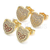 Arete Dormilona 02.156.0508.1 Oro Laminado, Diseño de Corazón, con Granate and Blanca Micro Pave, Pulido, Tono Dorado