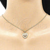 Collares con Dije 04.156.0367.1.20 Oro Laminado, Diseño de Corazón, con Granate and Blanca Micro Pave, Pulido, Tono Dorado (02 MM Thickness, 20 Inches Length)