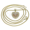 Collares con Dije 04.156.0367.1.20 Oro Laminado, Diseño de Corazón, con Granate and Blanca Micro Pave, Pulido, Tono Dorado (02 MM Thickness, 20 Inches Length)