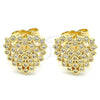 Arete Dormilona 02.156.0510 Oro Laminado, Diseño de Corazón, con Blanca Micro Pave, Pulido, Tono Dorado