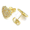 Arete Dormilona 02.156.0510 Oro Laminado, Diseño de Corazón, con Blanca Micro Pave, Pulido, Tono Dorado