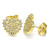 Arete Dormilona 02.156.0510 Oro Laminado, Diseño de Corazón, con Blanca Micro Pave, Pulido, Tono Dorado