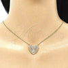 Collares con Dije 04.156.0370.20 Oro Laminado, Diseño de Corazón, con Blanca Micro Pave, Pulido, Tono Dorado (02 MM Thickness, 20 Inches Length)