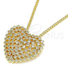 Collares con Dije 04.156.0370.20 Oro Laminado, Diseño de Corazón, con Blanca Micro Pave, Pulido, Tono Dorado (02 MM Thickness, 20 Inches Length)