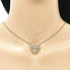Collares con Dije 04.156.0370.1.20 Oro Laminado, Diseño de Corazón, con Granate and Blanca Micro Pave, Pulido, Tono Dorado (02 MM Thickness, 20 Inches Length)