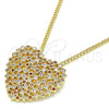 Collares con Dije 04.156.0370.1.20 Oro Laminado, Diseño de Corazón, con Granate and Blanca Micro Pave, Pulido, Tono Dorado (02 MM Thickness, 20 Inches Length)