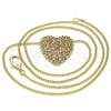 Collares con Dije 04.156.0370.1.20 Oro Laminado, Diseño de Corazón, con Granate and Blanca Micro Pave, Pulido, Tono Dorado (02 MM Thickness, 20 Inches Length)