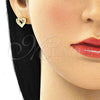 Arete Dormilona 02.156.0511.1 Oro Laminado, Diseño de Corazón, con Granate and Blanca Micro Pave, Pulido, Tono Dorado