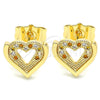 Arete Dormilona 02.156.0511.1 Oro Laminado, Diseño de Corazón, con Granate and Blanca Micro Pave, Pulido, Tono Dorado