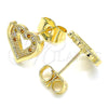 Arete Dormilona 02.156.0511.1 Oro Laminado, Diseño de Corazón, con Granate and Blanca Micro Pave, Pulido, Tono Dorado