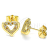 Arete Dormilona 02.156.0511.1 Oro Laminado, Diseño de Corazón, con Granate and Blanca Micro Pave, Pulido, Tono Dorado