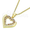 Collares con Dije 04.156.0371.1.20 Oro Laminado, Diseño de Corazón, con Granate and Blanca Micro Pave, Pulido, Tono Dorado (02 MM Thickness, 20 Inches Length)