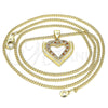 Collares con Dije 04.156.0371.1.20 Oro Laminado, Diseño de Corazón, con Granate and Blanca Micro Pave, Pulido, Tono Dorado (02 MM Thickness, 20 Inches Length)