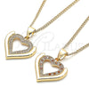 Collares con Dije 04.156.0371.1.20 Oro Laminado, Diseño de Corazón, con Granate and Blanca Micro Pave, Pulido, Tono Dorado (02 MM Thickness, 20 Inches Length)
