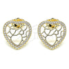 Arete Dormilona 02.156.0512 Oro Laminado, Diseño de Corazón, con Blanca Micro Pave, Pulido, Tono Dorado