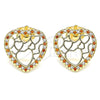 Arete Dormilona 02.156.0512.1 Oro Laminado, Diseño de Corazón, con Granate and Blanca Micro Pave, Pulido, Tono Dorado
