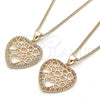 Collares con Dije 04.156.0372.20 Oro Laminado, Diseño de Corazón, con Blanca Micro Pave, Pulido, Tono Dorado (02 MM Thickness, 20 Inches Length)