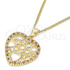 Collares con Dije 04.156.0372.1.20 Oro Laminado, Diseño de Corazón, con Granate and Blanca Micro Pave, Pulido, Tono Dorado (02 MM Thickness, 20 Inches Length)