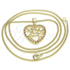 Collares con Dije 04.156.0372.1.20 Oro Laminado, Diseño de Corazón, con Granate and Blanca Micro Pave, Pulido, Tono Dorado (02 MM Thickness, 20 Inches Length)