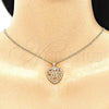 Juego de Arete y Dije de Adulto 10.156.0316.1 Oro Laminado, Diseño de Corazón, con Granate and Blanca Micro Pave, Pulido, Tono Dorado