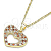 Collares con Dije 04.156.0373.1.20 Oro Laminado, Diseño de Corazón, con Granate and Blanca Micro Pave, Pulido, Tono Dorado (02 MM Thickness, 20 Inches Length)