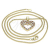 Collares con Dije 04.156.0373.1.20 Oro Laminado, Diseño de Corazón, con Granate and Blanca Micro Pave, Pulido, Tono Dorado (02 MM Thickness, 20 Inches Length)
