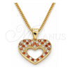 Collares con Dije 04.156.0373.1.20 Oro Laminado, Diseño de Corazón, con Micro Pave Granate y Blanca, Pulido, Tono Dorado (Grosor 02 MM, 20 Pulgadas de Largo)